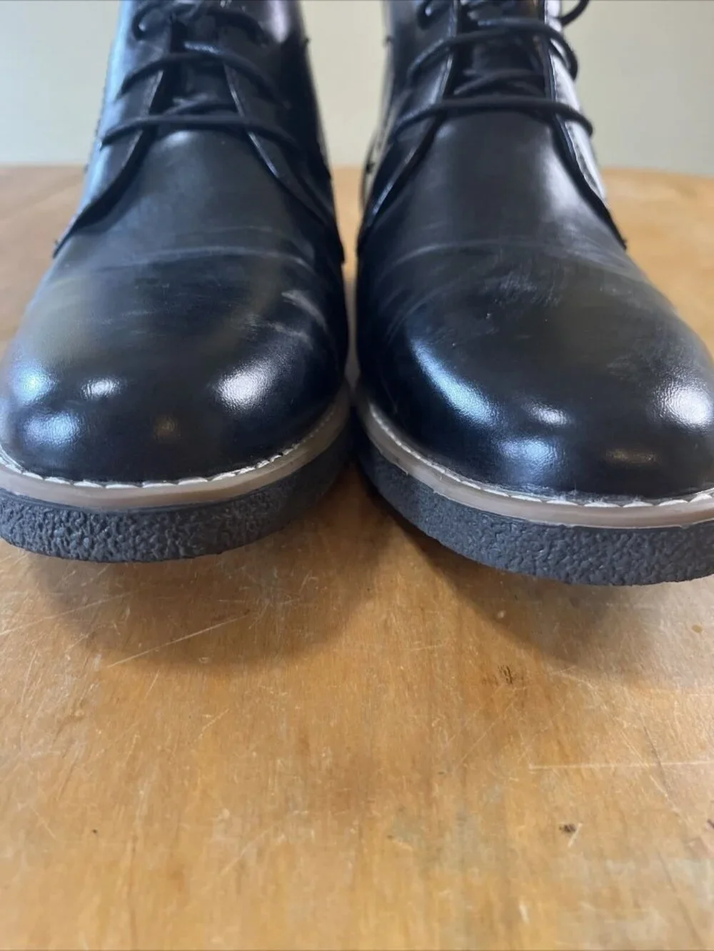 Deer Stags 9.5M Mens Bangor Chukka Boots Black Ankle Faux Leather Lace Up